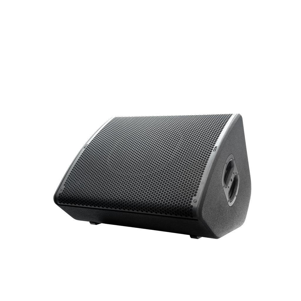 NEXO P18 point source speaker as a floor monitor, angled view