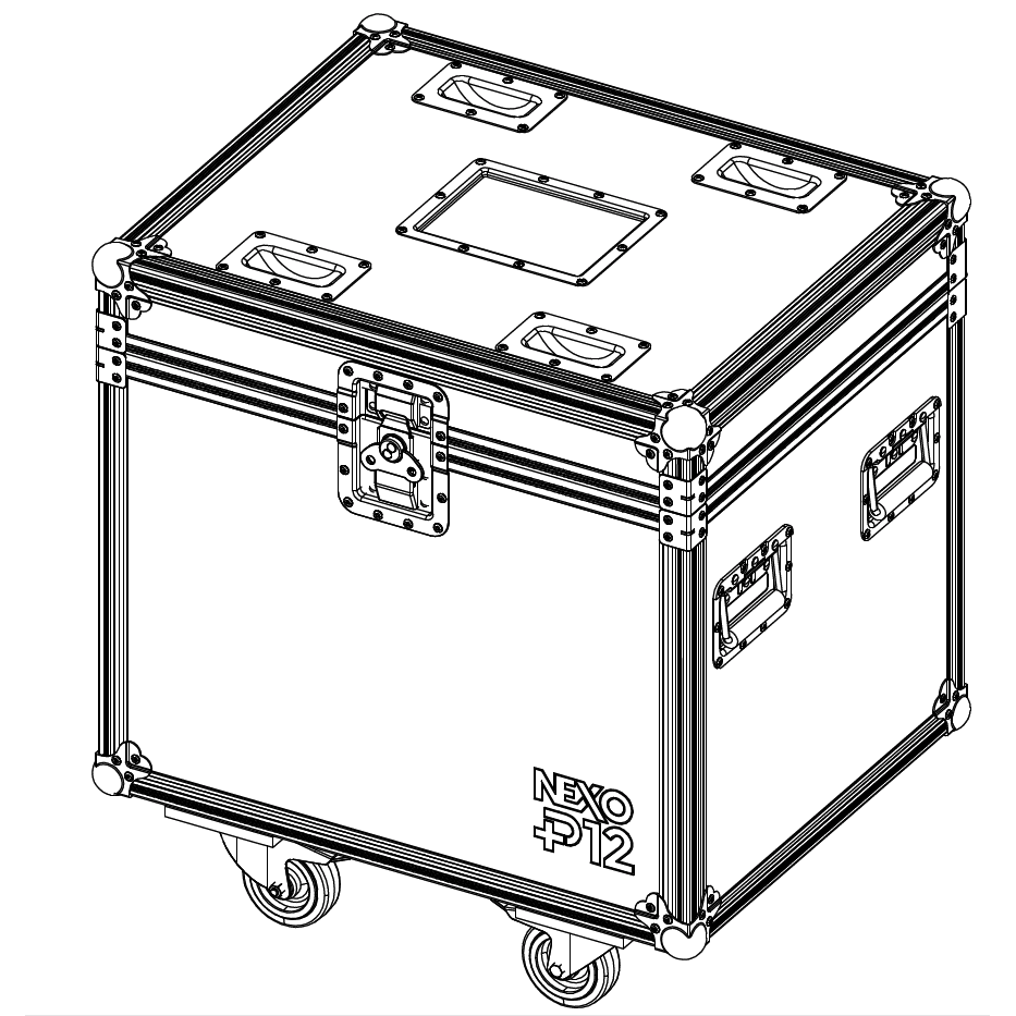 NEXO PNT-2CASE12 flight case for two P12 speakers, line drawing