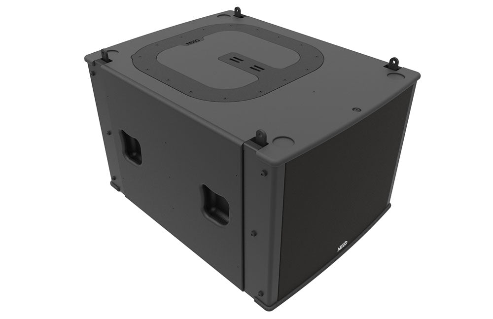 NEXO MSUB15 arrayable subwoofer, installation version, angled view from above