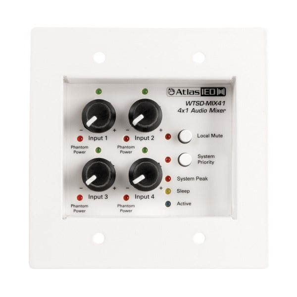 AtlasIED WTSD-MIX41K Analog Wall 4x1 Mixer with Audio Network Interface