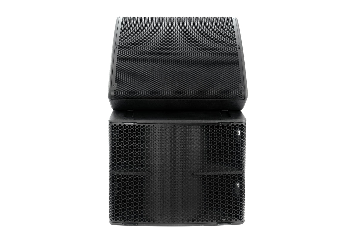 NEXO P18 as a floor monitor on top of an L18 subwoofer, front view