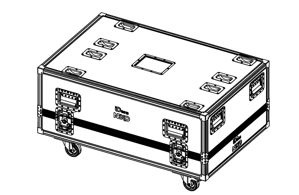 NEXO IDT-2CASE312 flight case for two IDS312 subwoofers, line drawing