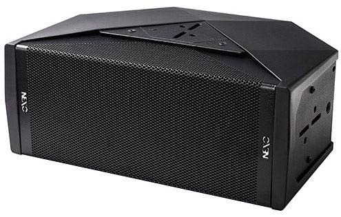 NEXO ID24 compact speaker, touring version in black, angled front view