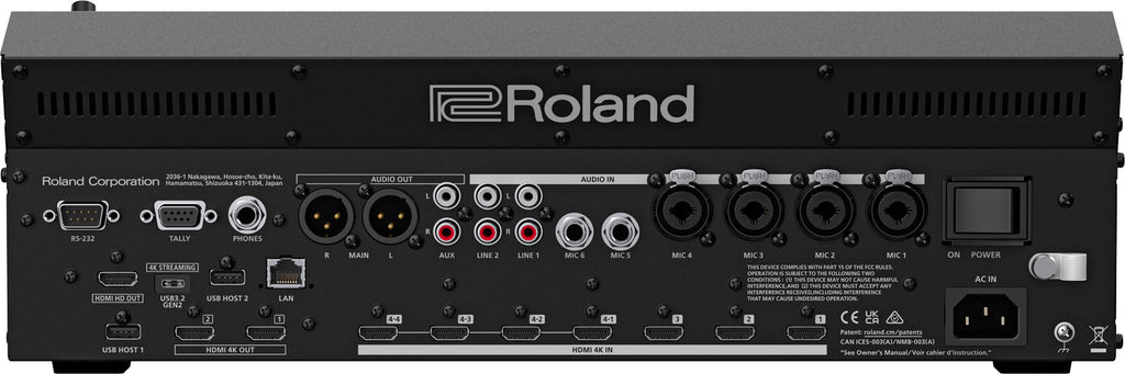 Roland VR-400UHD 4K Streaming Mixer with Four HDMI Inputs and Audio Mixing