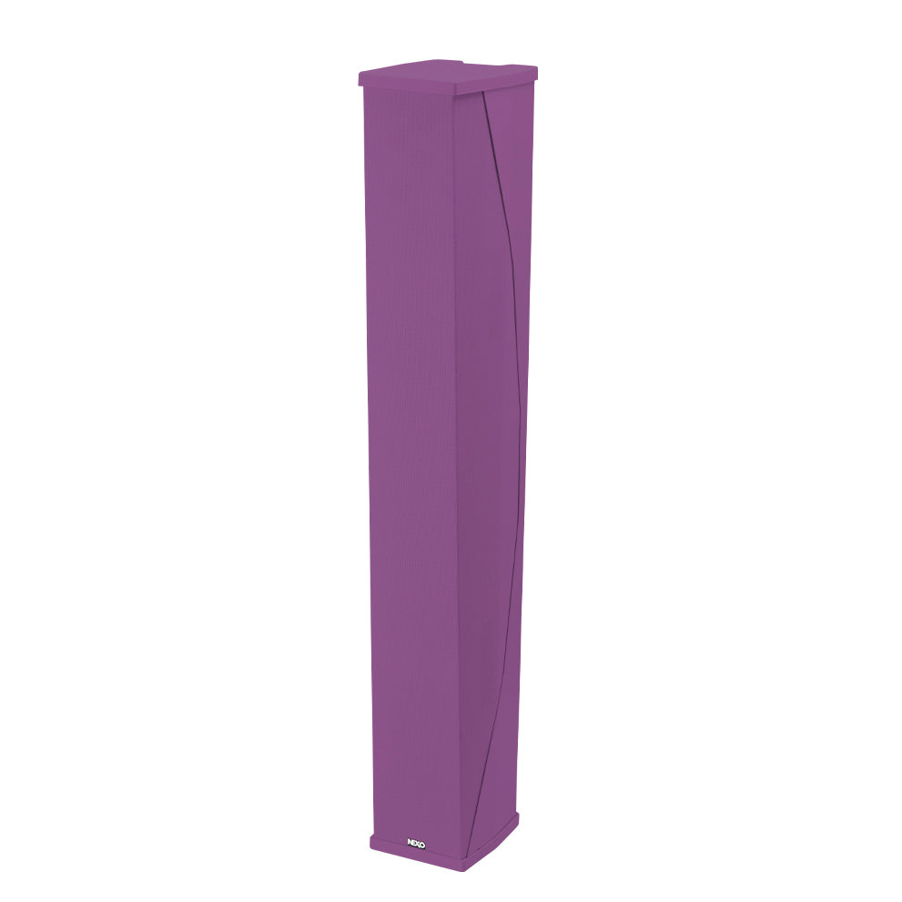 NEXO ID84 column speaker in a purple custom colour, angled front view