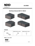 NEXO IDI-SWM01 wall mount bracket for IDS110 and IDS210, information sheet with drawings