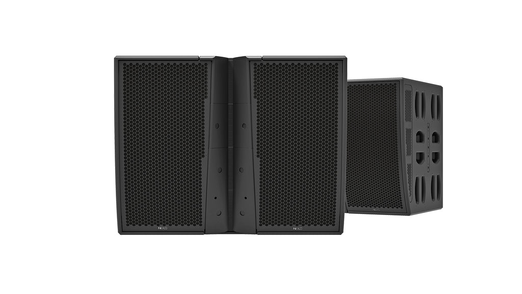 NEXO Alpha+ M210 module, front and side views