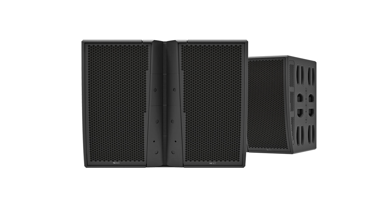 NEXO Alpha+ M210 module, front and side views