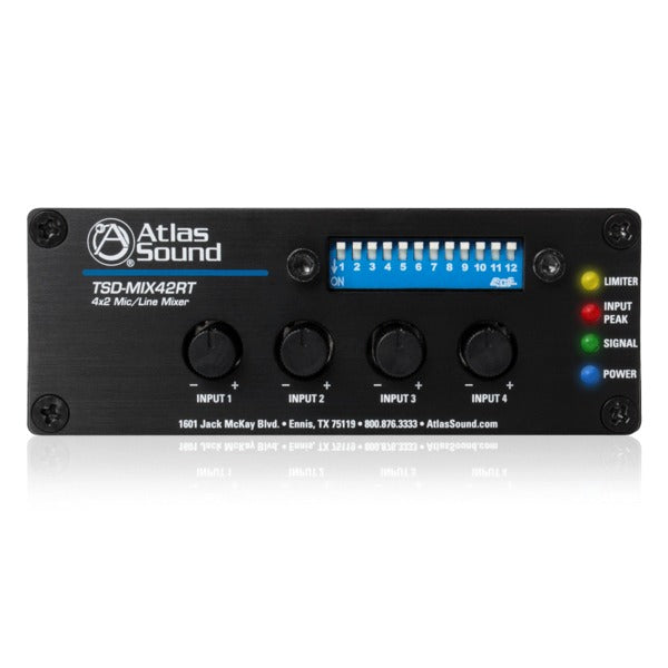 AtlasIED TSD-MIX42RT 4x2 Mic/Line Mixer with Priority Sense and Remote Control