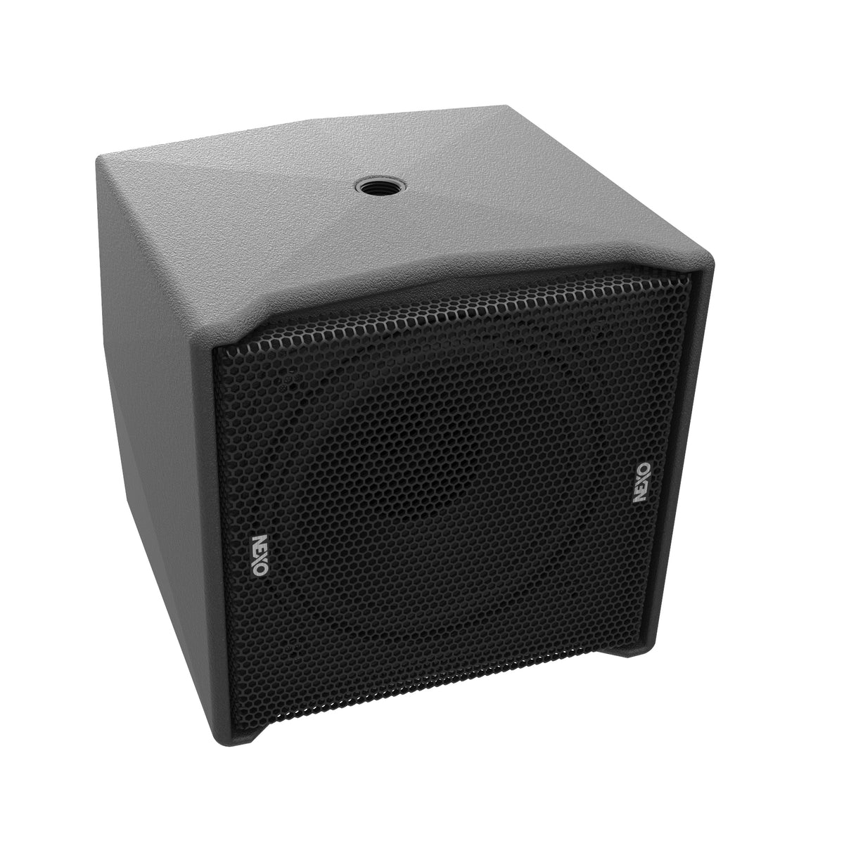 NEXO ID14 compact speaker in black, angled view from above