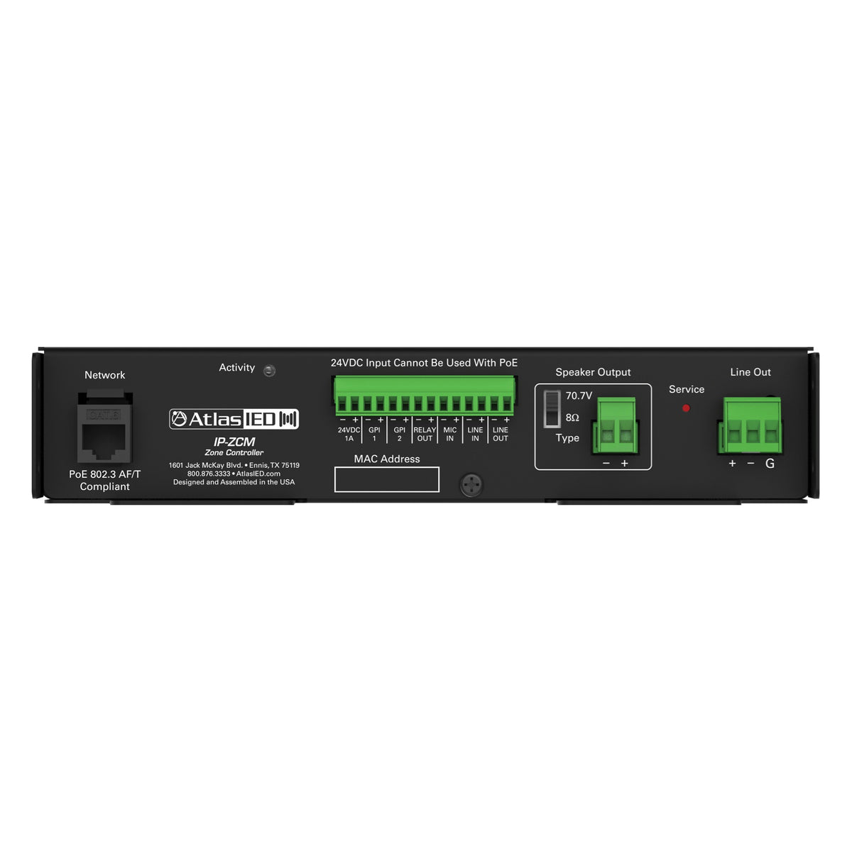 AtlasIED IP-ZCM1RMK Single PoE+ IP-to-Analog Gateway with Integrated Amplifier