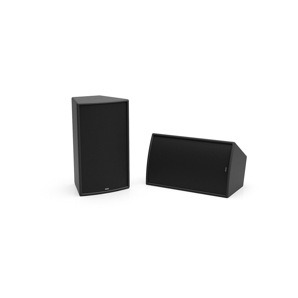 NEXO ePS10-EN54 installation speaker in black, upright and horizontal