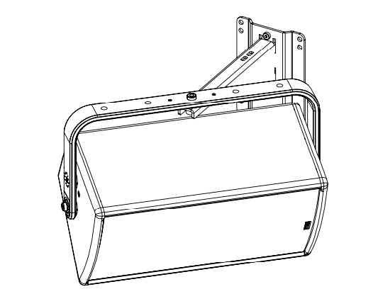 NEXO VNI-WM280 hanging bracket (280 mm) holding a speaker horizontally, line drawing