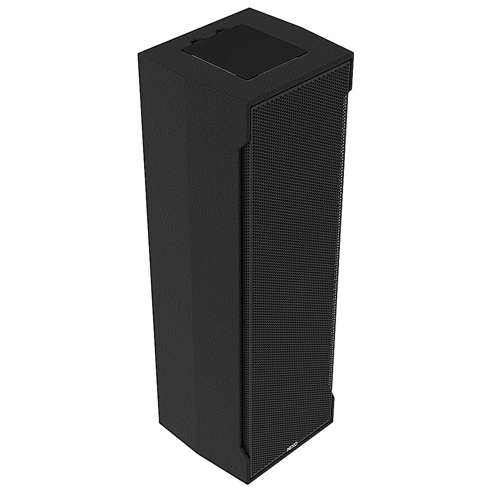 NEXO IDS312 column subwoofer in black, touring version, angled view