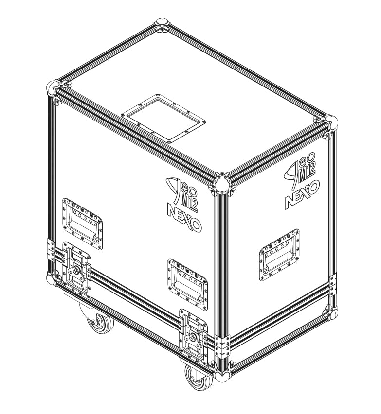 NEXO GMT-2CASEM12 flight case for two GEO M12 modules, line drawing