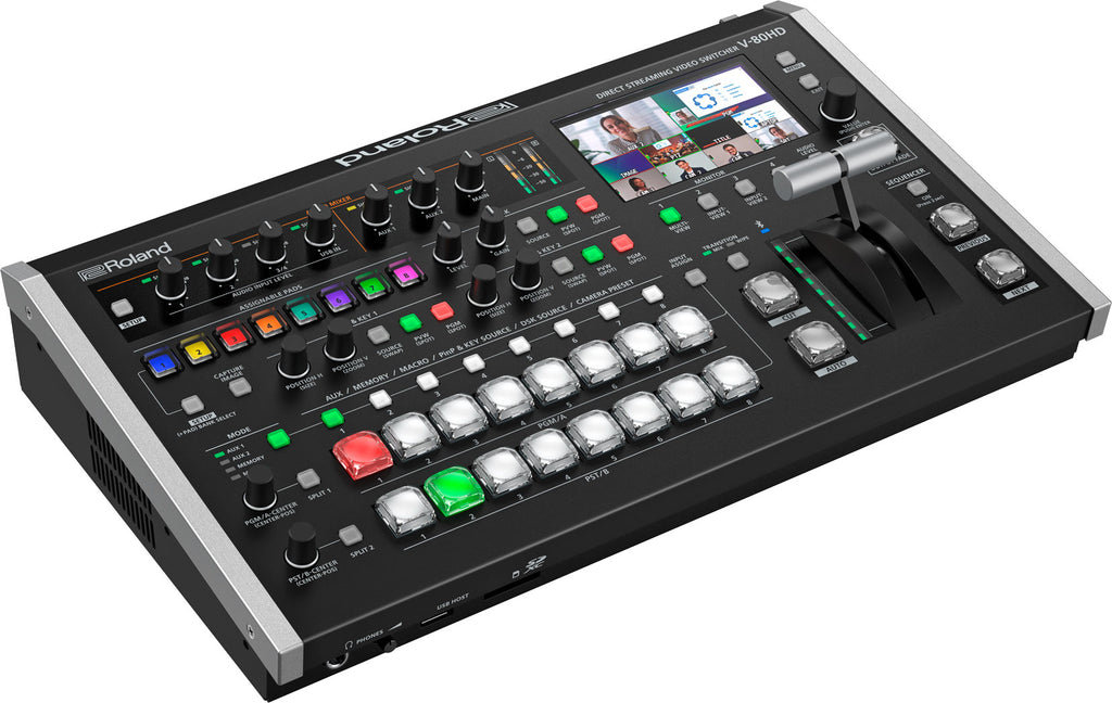 Roland V-80HD Compact 8-Input Hybrid Video Switcher with SDI/HDMI & USB Streaming, Audio Mixing