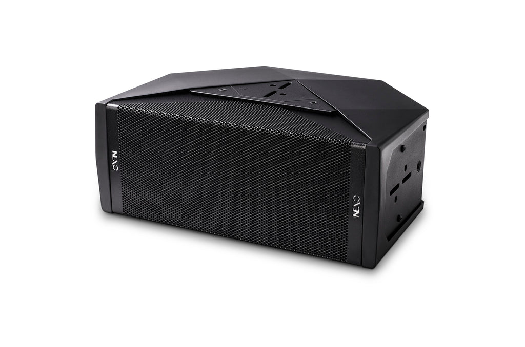 NEXO ID24 compact speaker, touring version in black, angled front view