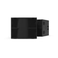 NEXO L18 compact horn-loaded subwoofer in black, front and angled views