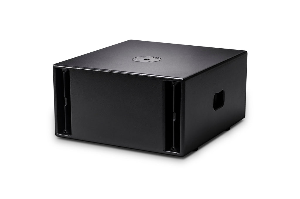 NEXO IDS110 low-profile subwoofer, touring version, angled front view