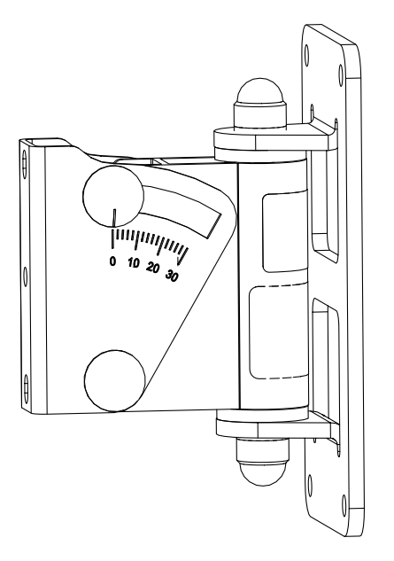 NEXO VNI-WM01 speaker wall mount with 0–30° tilt scale, line drawing