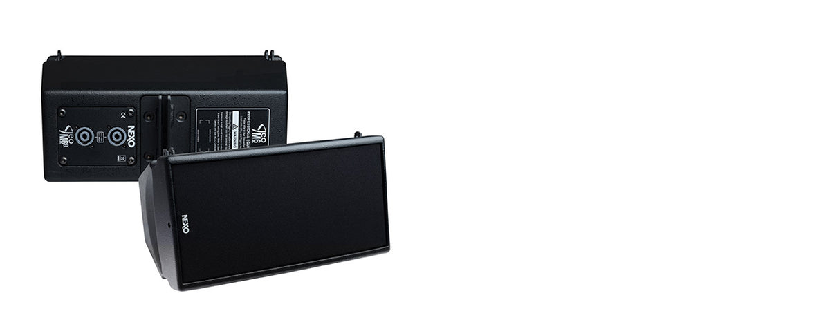 NEXO GEO M6B bass module, front and rear views