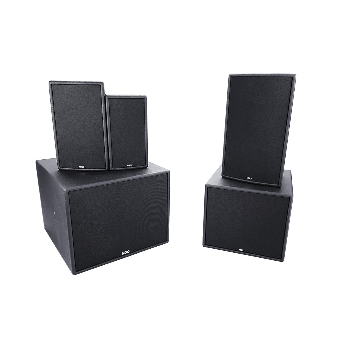 NEXO ePS installation speakers standing on eLS subwoofers, range overview