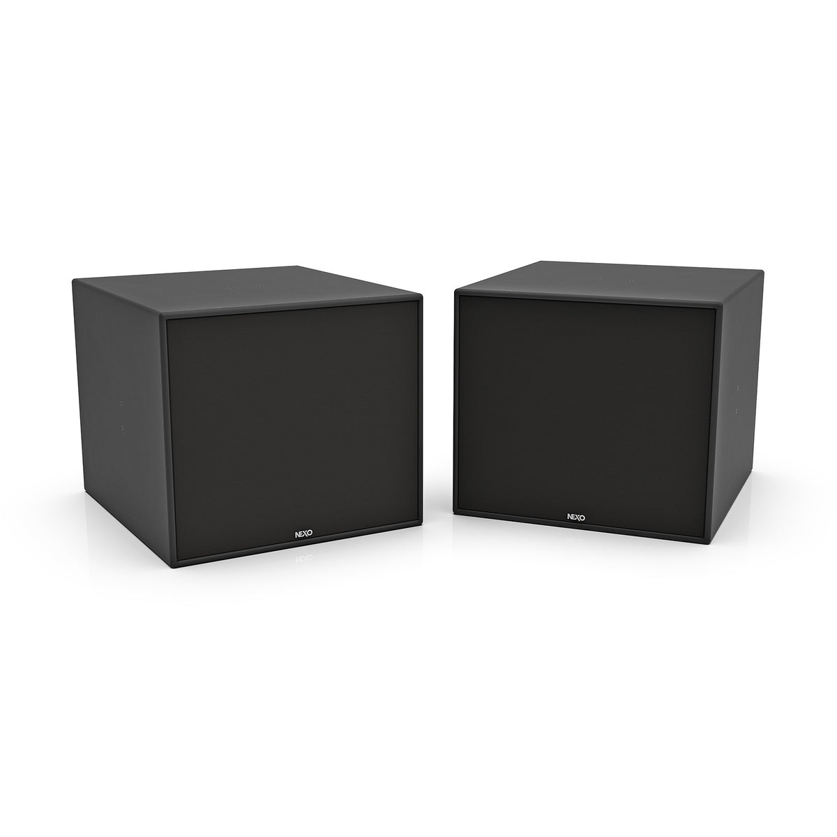 NEXO eLS18 installation subwoofer in black, front and angled views
