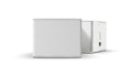NEXO L15 compact horn-loaded subwoofer in white, front and angled views