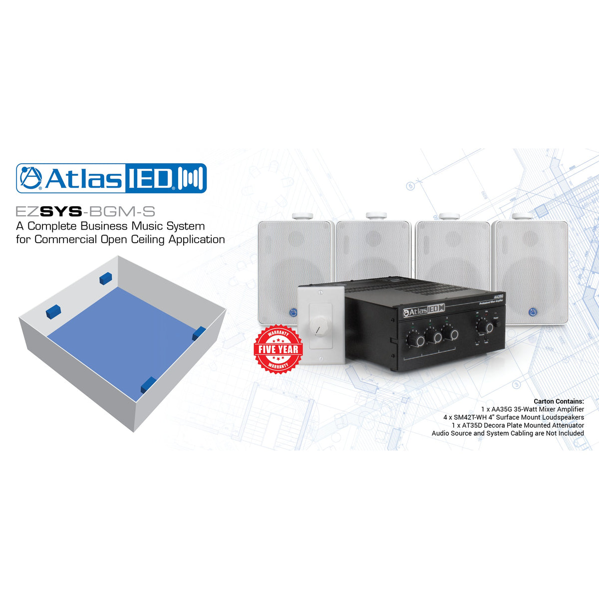 AtlasIED EZSYS-BGM-S Complete Music And Paging System For Business