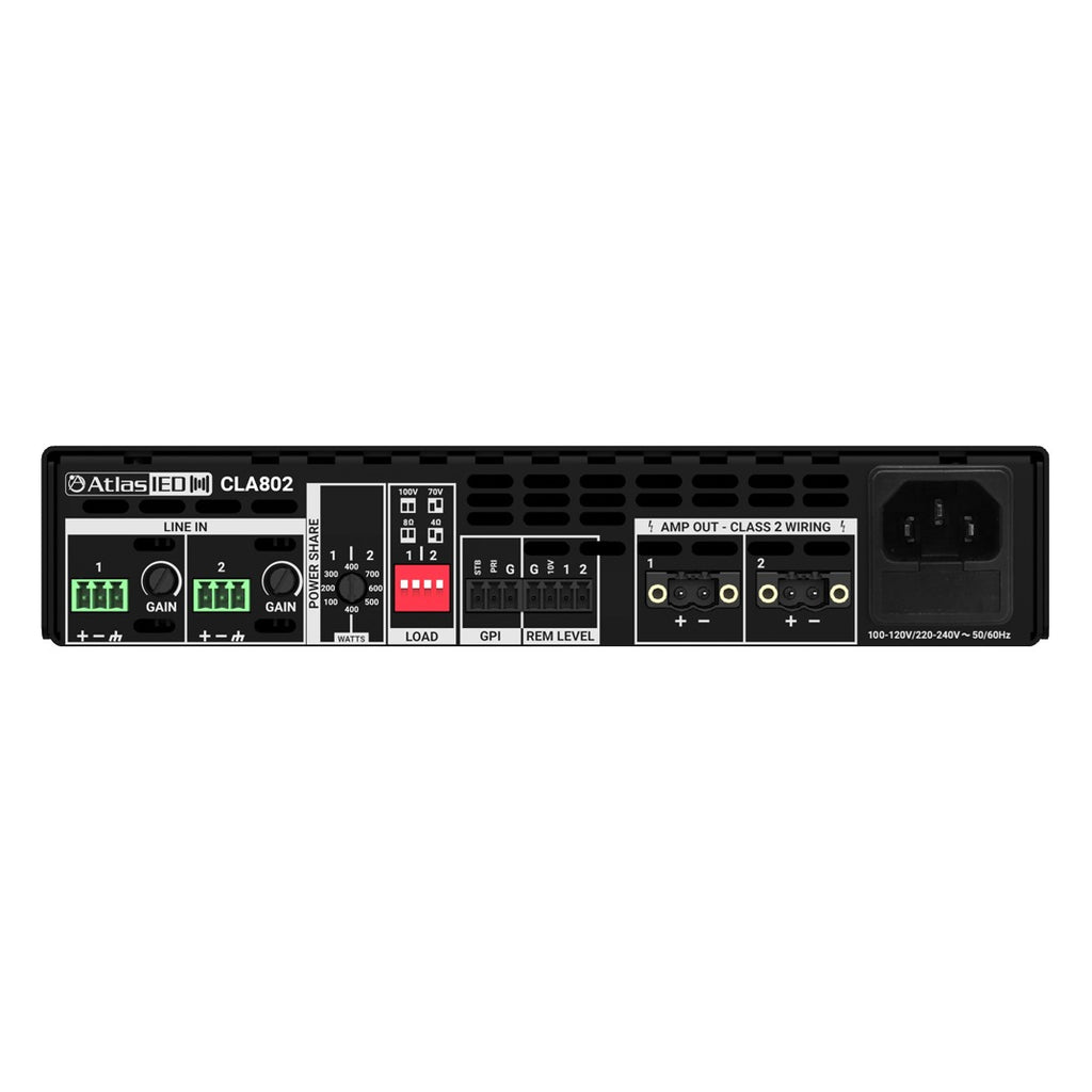 AtlasIED CLA802 800-W Two Channel Multi Impedance Power Share Amplifier