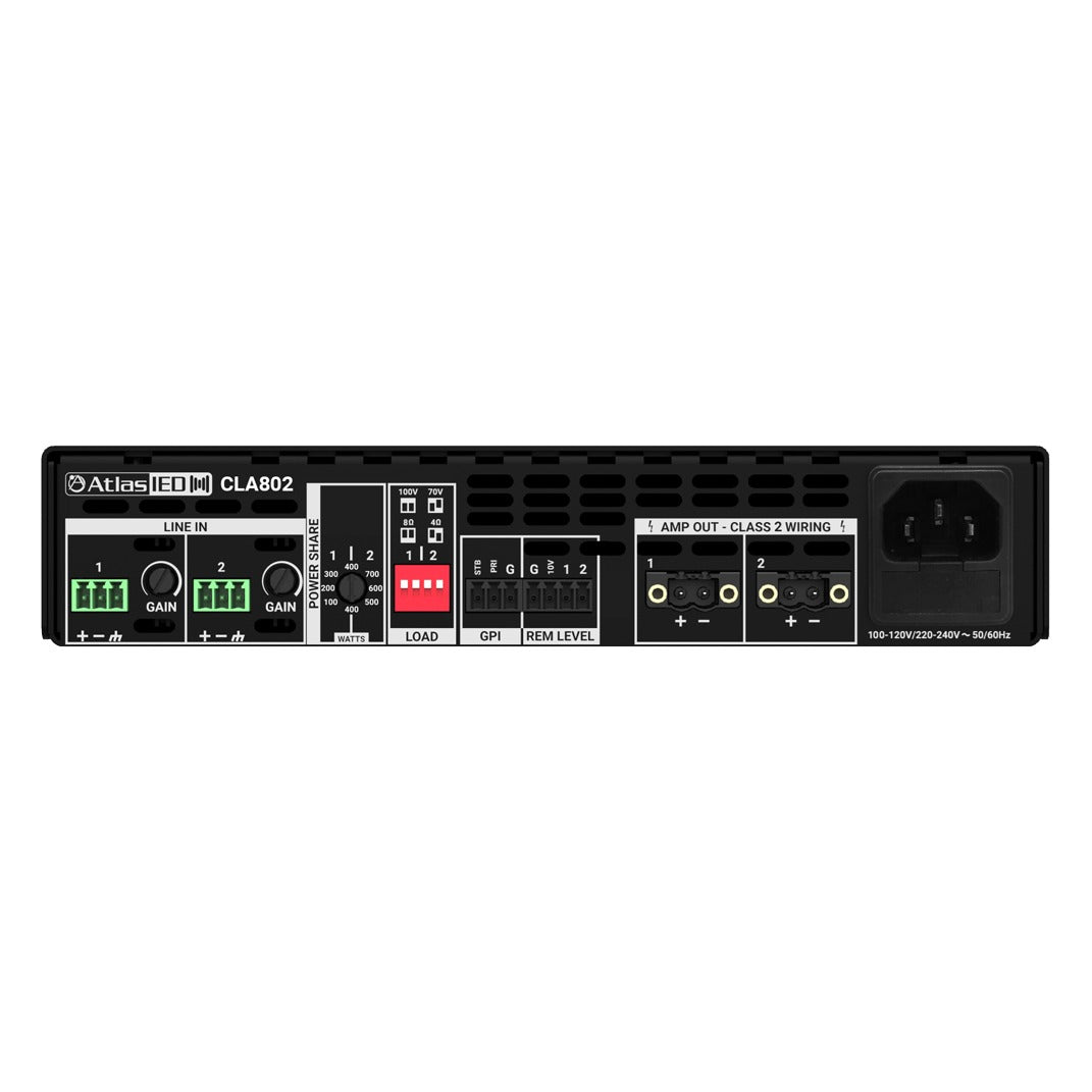 AtlasIED CLA802 800-W Two Channel Multi Impedance Power Share Amplifier