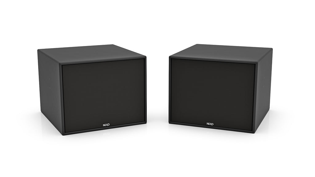 NEXO eLS600 installation subwoofer in black, front and angled views