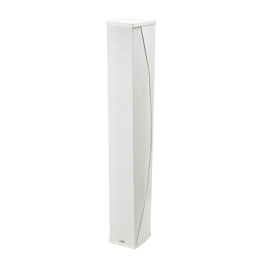 NEXO ID84 column speaker in white, angled front view