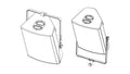 NEXO PNU-VBRK18 vertical bracket holding a P18, two views, line drawing