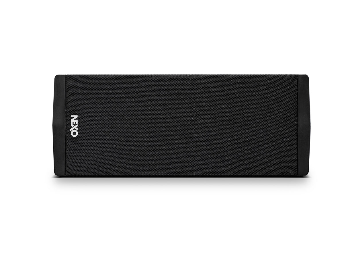 NEXO ID24 compact speaker, installation version in black, front view in horizontal orientation