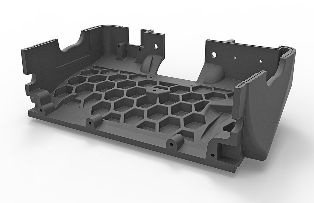 NEXO GEO M10 cabinet half shell, showing the honeycomb internal bracing