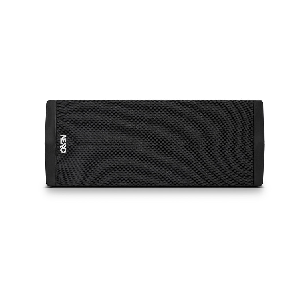 NEXO ID24 compact speaker, installation version in black, front view in horizontal orientation