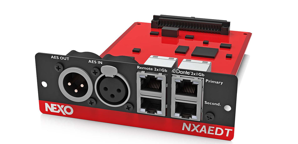 NEXO NXAEDT Dante and AES extension card for NXAMPmk2, with XLR and network ports
