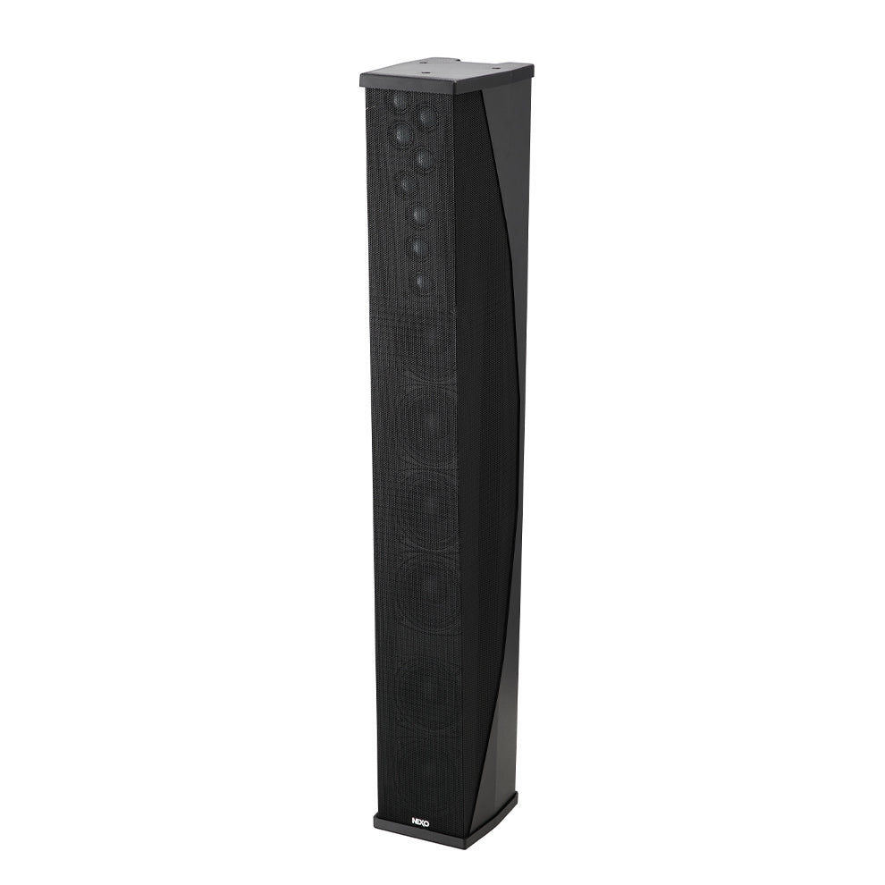 NEXO ID84 column speaker in black, angled front view
