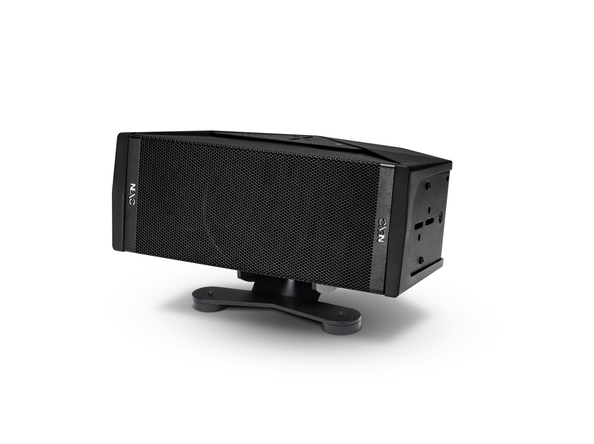 NEXO ID24 compact speaker, touring version, on a low stand as a stage front fill