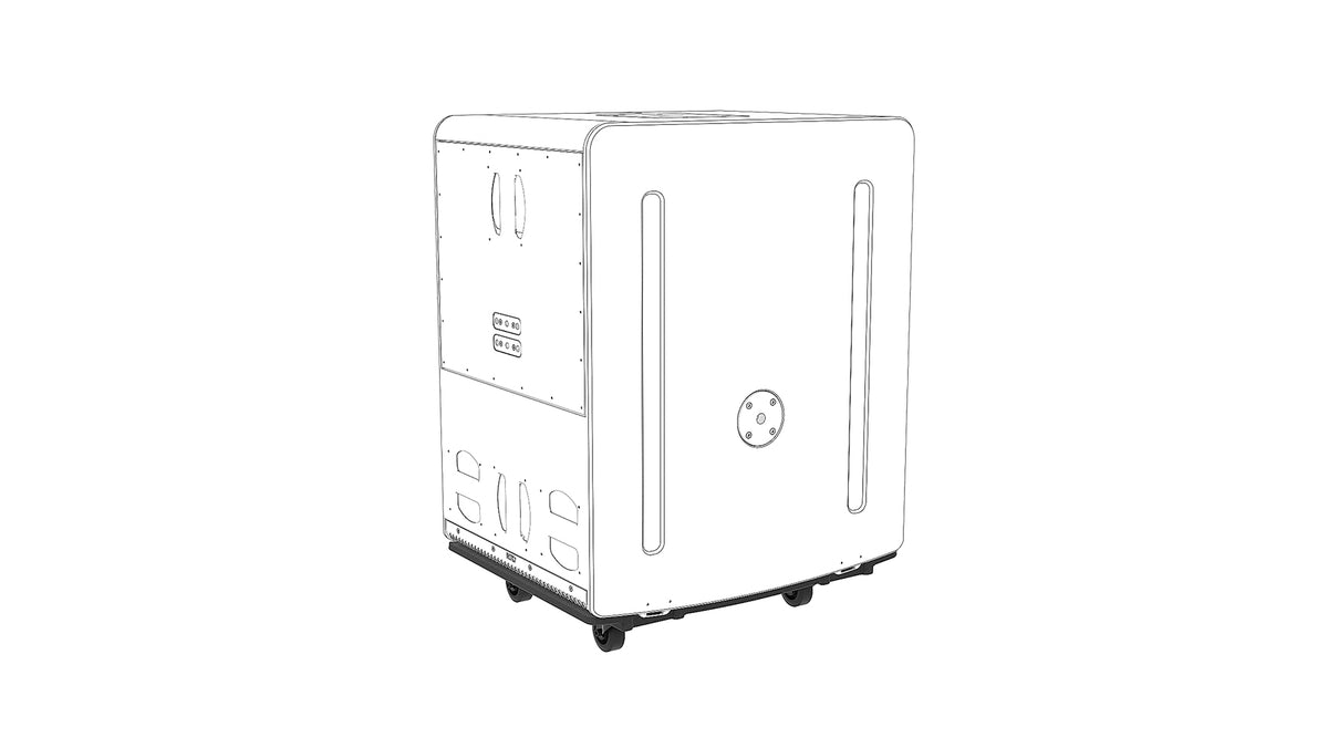 NEXO VNT-WB01 wheelboard for B218 and L20, line drawing with cabinet