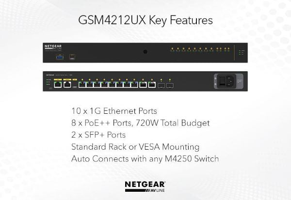 Netgear M4250-10G2XF-PoE++ Managed Switch