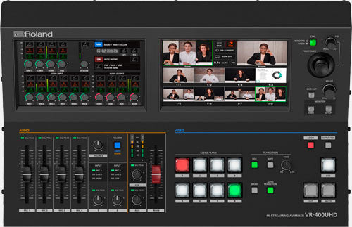 Roland VR-400UHD 4K Streaming Mixer with Four HDMI Inputs and Audio Mixing