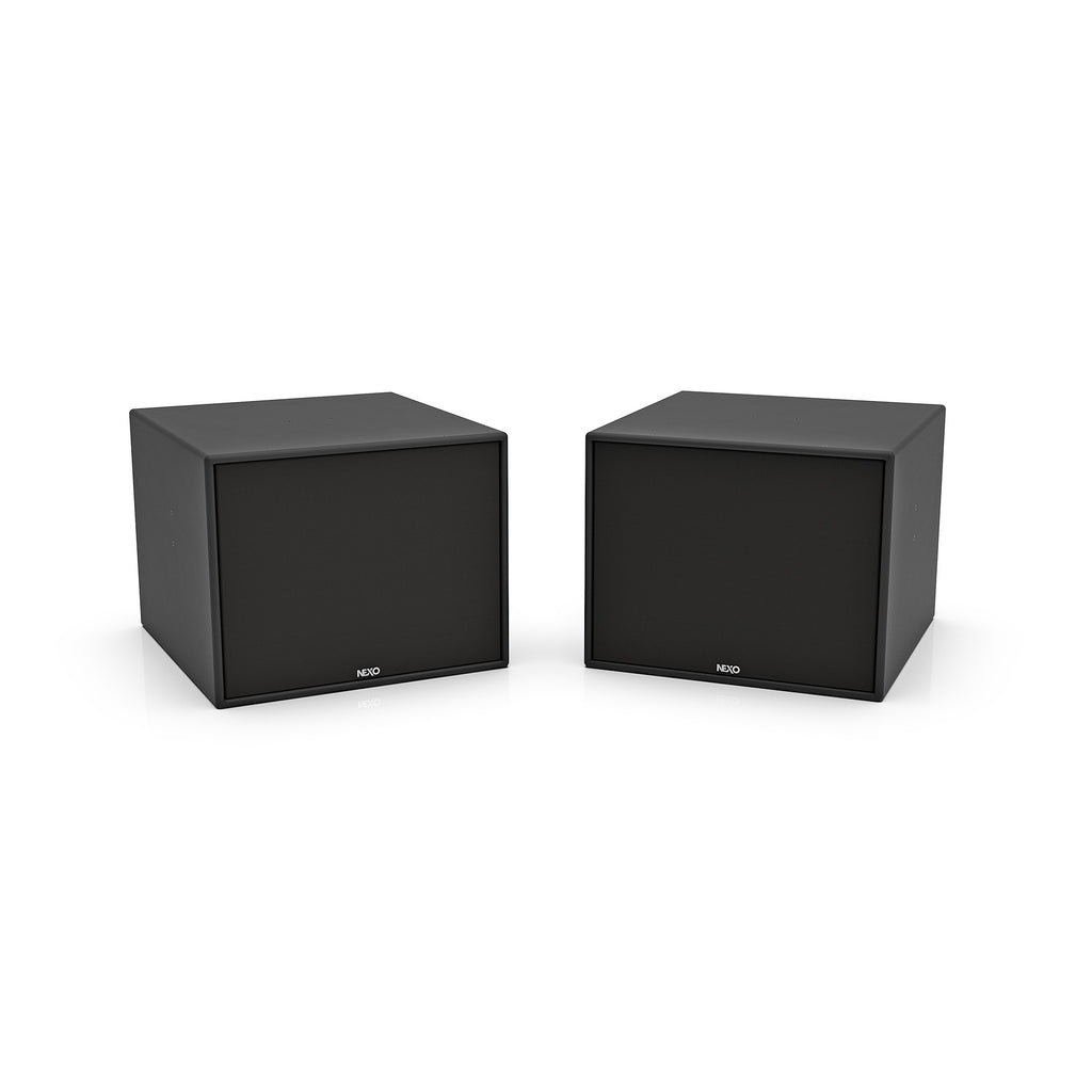 NEXO eLS600 installation subwoofer in black, front and angled views