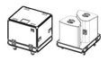 NEXO PNT-2CASE18 flight case for two P18 speakers, closed and with the lid lifted off, line drawing