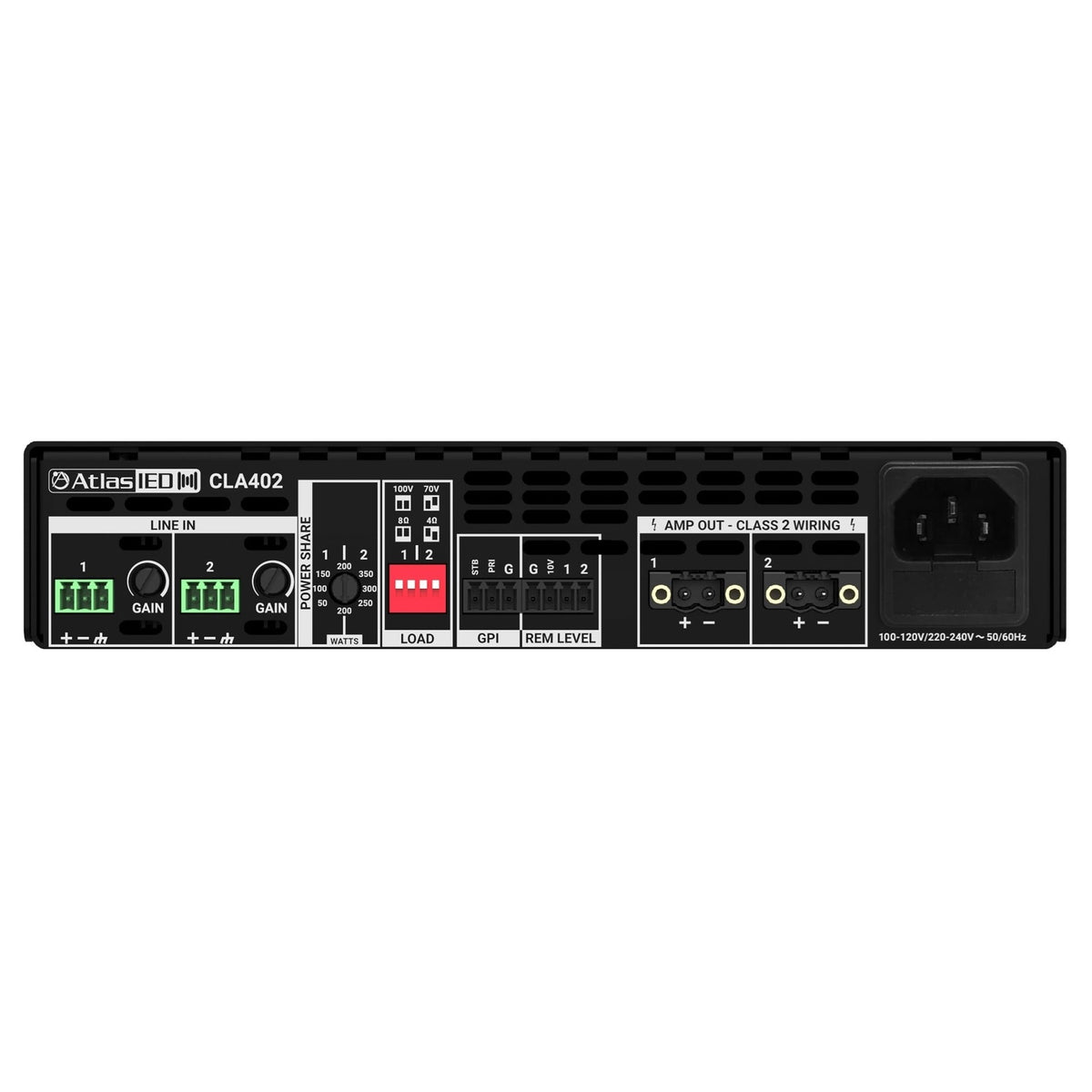 AtlasIED CLA402 400-W Two Channel Multi Impedance Power Share Amplifier