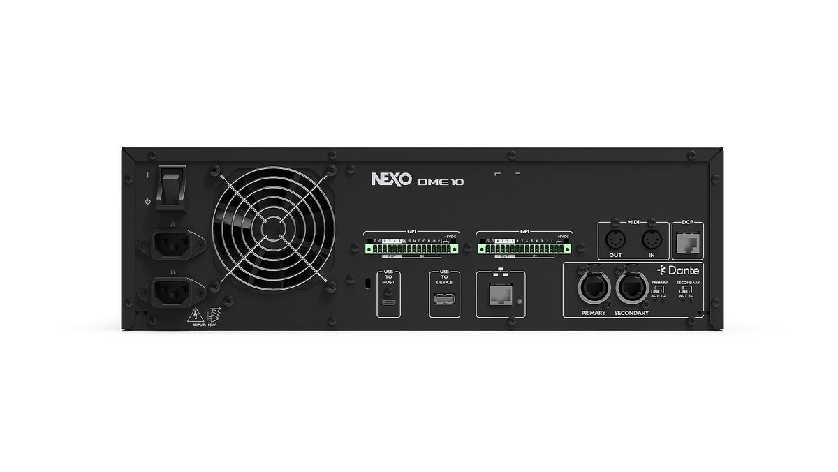 NEXO DME10 signal processor, rear panel with connectors