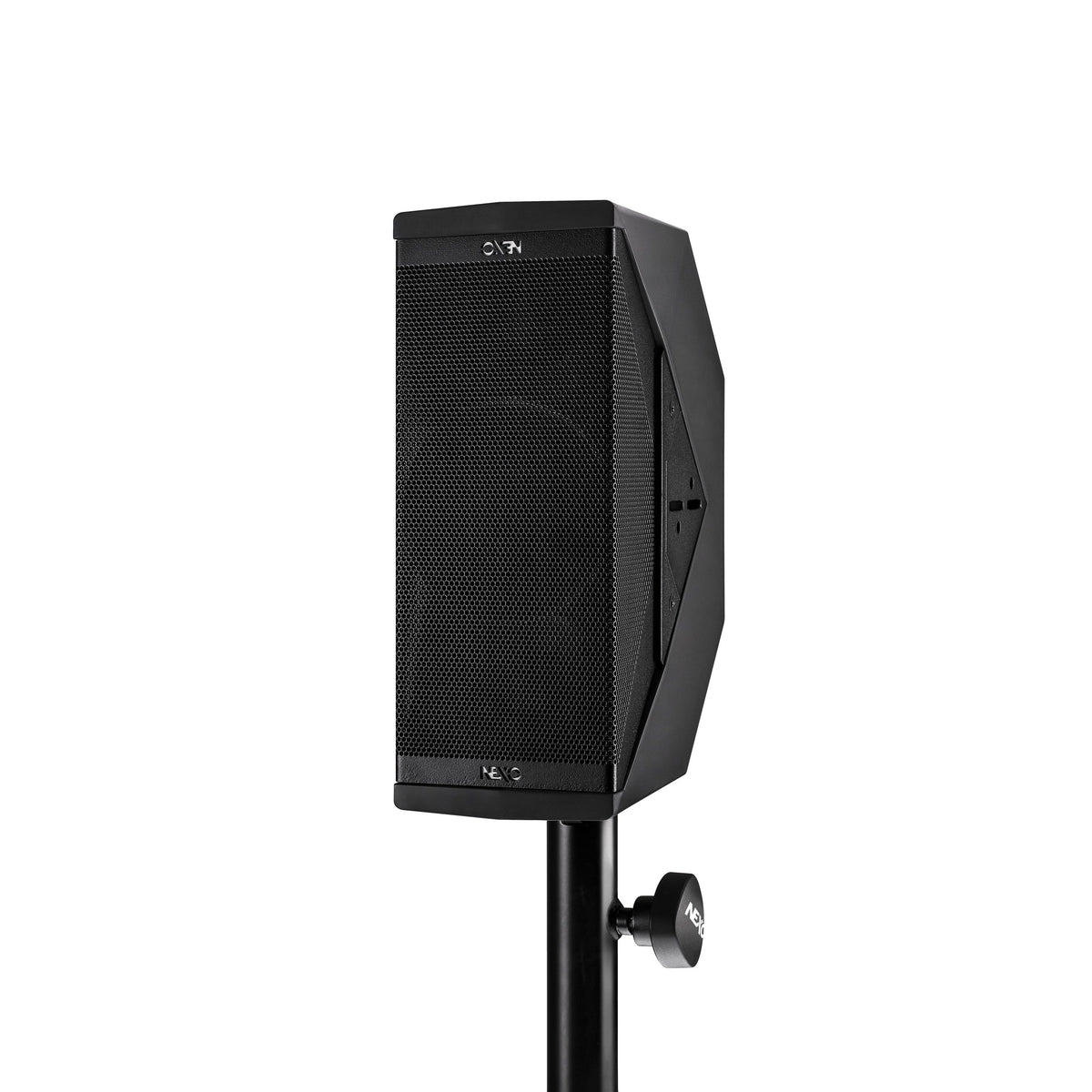 NEXO ID24 compact speaker, touring version, on a pole mount