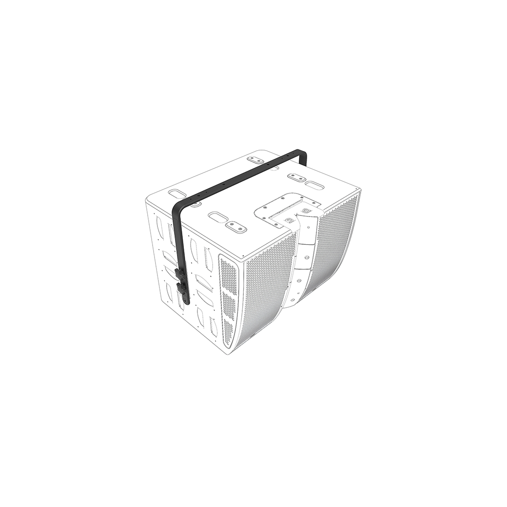 NEXO VNU-HBRK01 horizontal bracket on an Alpha+ cabinet, line drawing