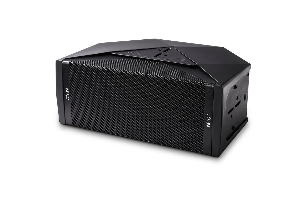 NEXO ID24 compact speaker, touring version in black, angled front view